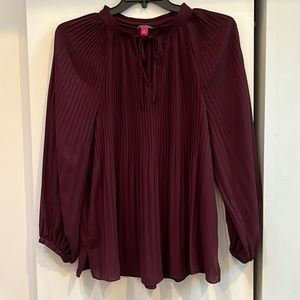 Vince Camuto Burgundy Cozy Split Neck Blouse Top